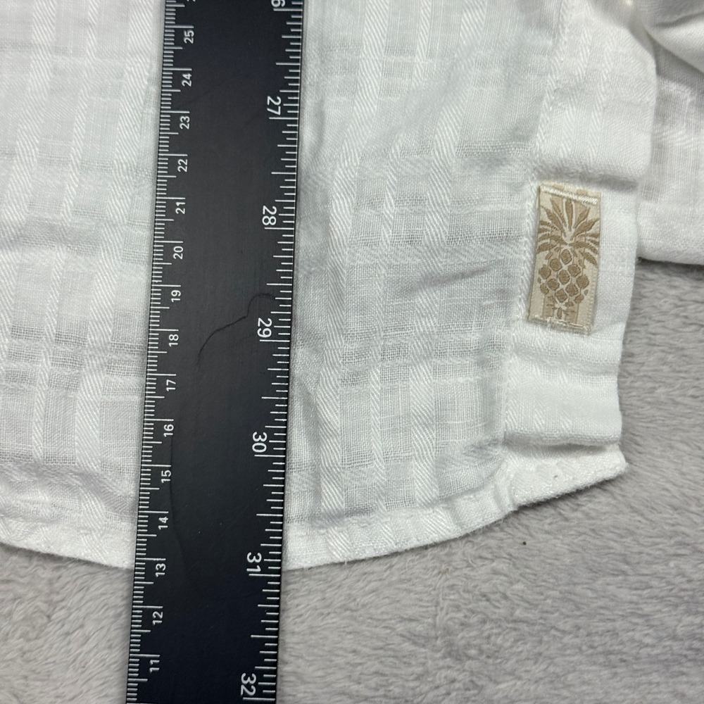 Tommy Bahama Button Up Shirt Mens XL White 100% Linen Short Sleeve Plaid Camp - Picture 5 of 7